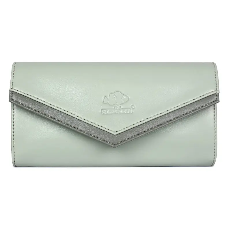 Lucia Womens Wallet: Casual Pistachio Green Clutch with Card Slots | 21x4x11 cm