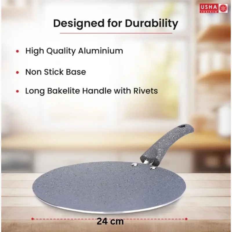 24 cm Non Stick Tawa: High Grade Aluminium Nonstick Dosa Pan | Green