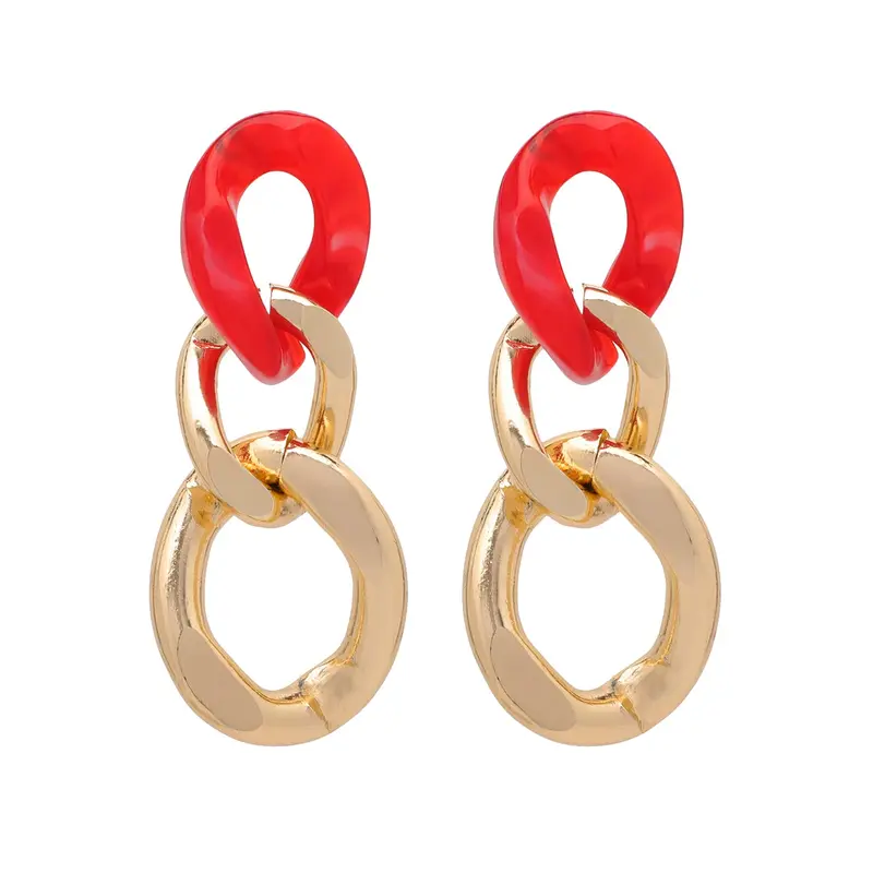 Yellow Chimes: Women Red Drop Earrings | 5.5cm Length | Lightweight Alloy