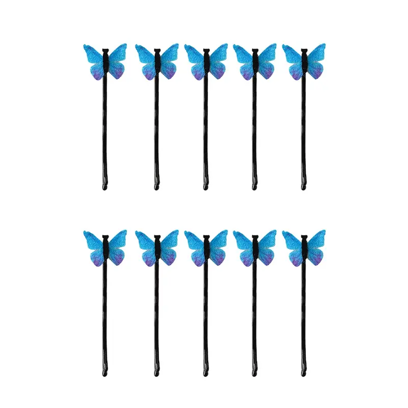 10 Pcs Butterfly Hair Pins for Women - Stylish, No Damage | Blue