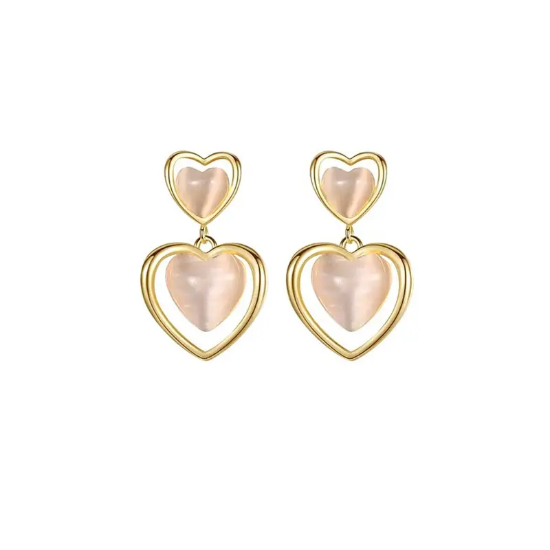 Yellow Chimes: Golden Drop Earrings | Heart Design | Lightweight | For Women