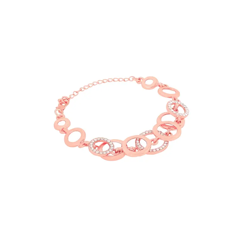 Yellow Chimes Women's Fashion Rose Gold Crystal Studded Coin Shaped Bracelet