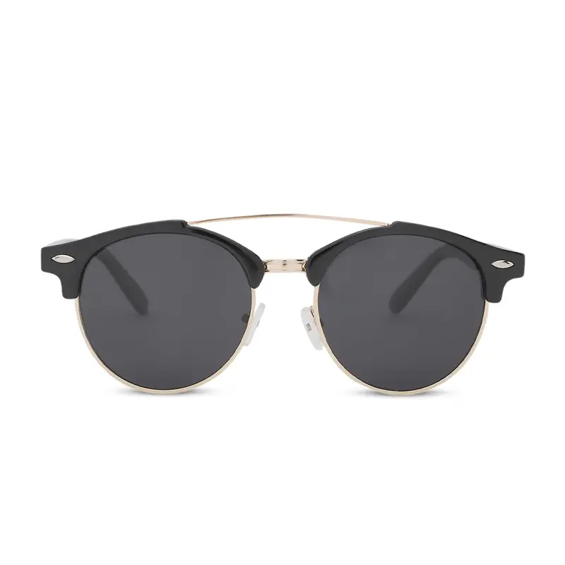 Intellilens | Branded Latest and Stylish Sunglasses | 100% UV Protected | Light Weight, Durable, Premium Looks | Men & Women | Black Lenses | Round | Medium