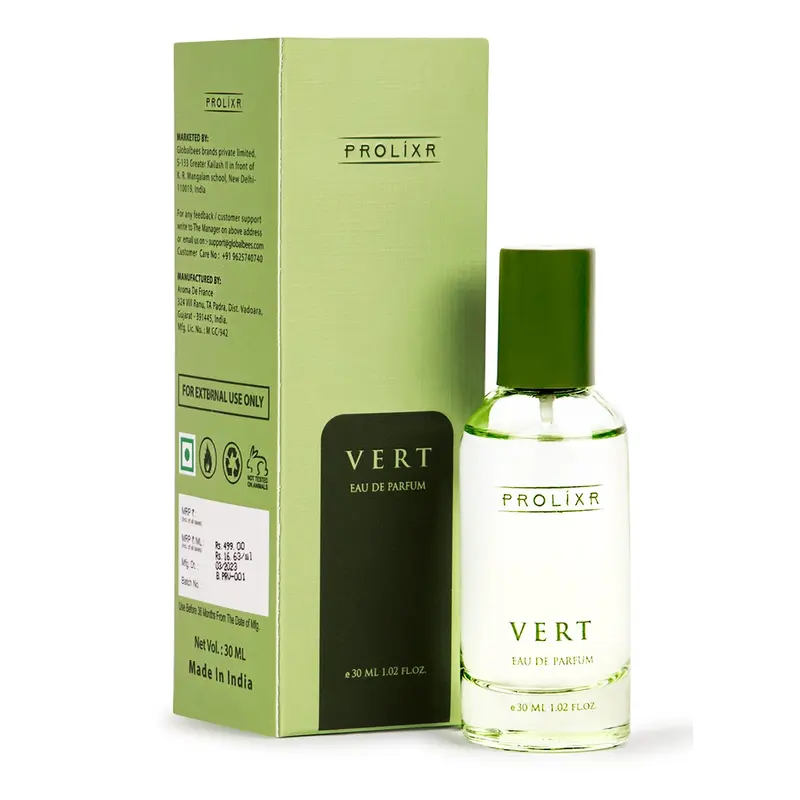 Prolixr Vert Eau De Parfum EDP Bottle 30ml | Long Lasting Perfume For Women | Premium Luxury Women Perfume | Lotus, Peony, Waterlily, White Musk, and Mahogany - Mini Perfume