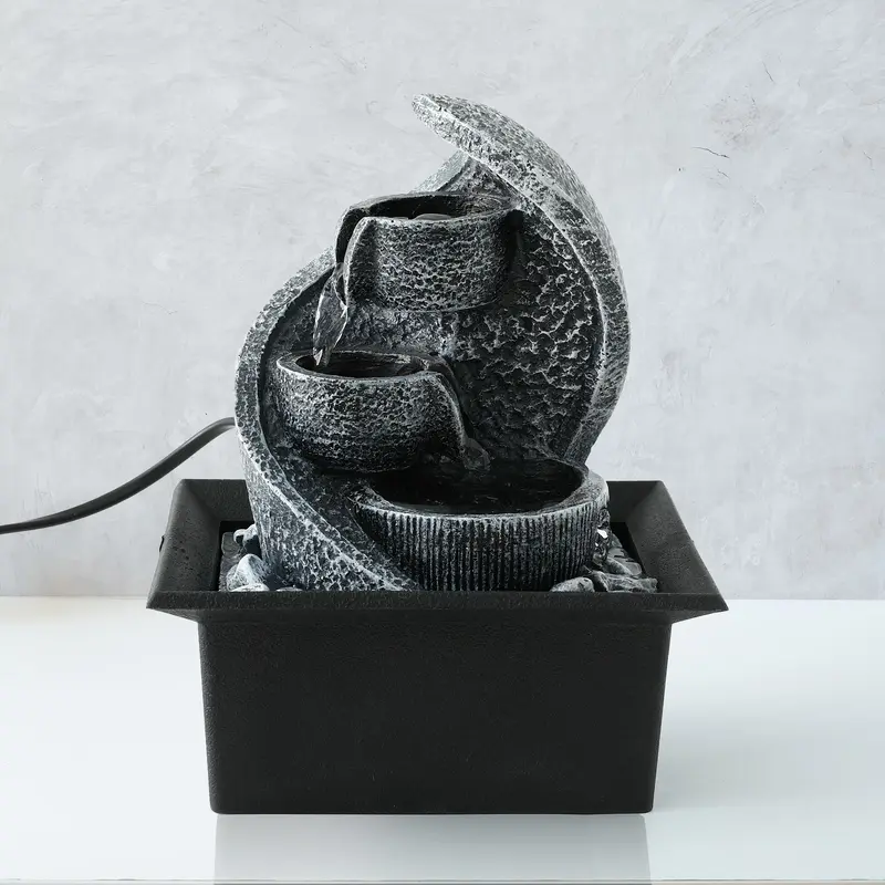 UMAI Polyresin Water Fountain for Home Decor (20cm)| Home Decor Items | Water Fountains for Living Room, Office, Reception | House Warming Gifts | Antique Home Decor | Indoor Fountain | Leaf Fountain