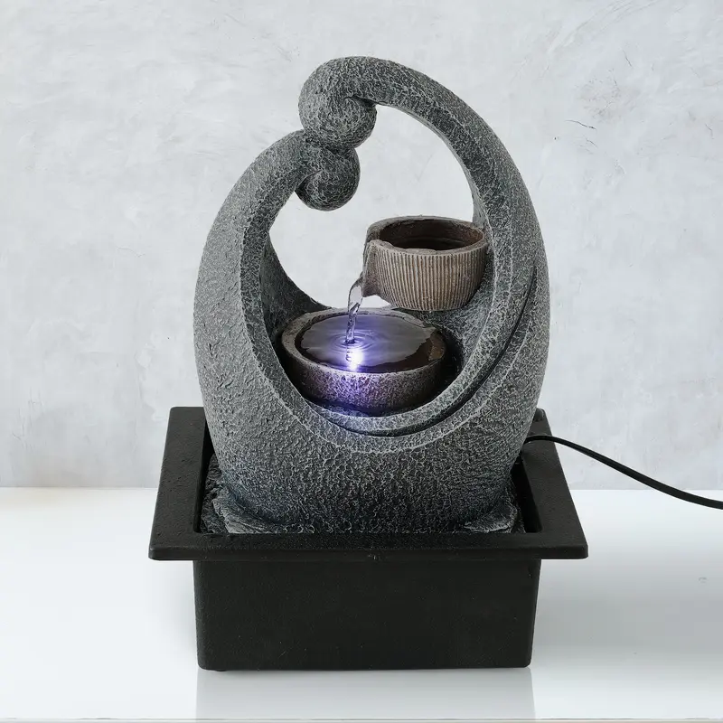 UMAI Polyresin Water Fountain for Home Decor (37 cm)| Home Decor Items | Water Fountains for Living Room Or Office | House Warming Gifts | Antique Home Decor | Indoor Fountain | Serenity Circle