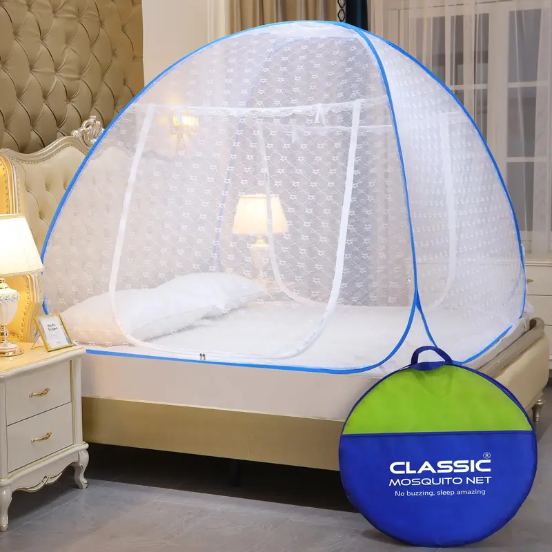 Classic Double Bed Heart Design: Mosquito Net | King Size | Blue