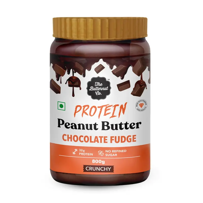 The Butternut Co. Protein Chocolate Fudge Peanut Butter,Creamy 32 G Protein|High Protein,Nutritious Treat For Breakfast All Natural No Cholesterol - 800Gram (Pack Of 1) (Peanut Butter Crunchy)