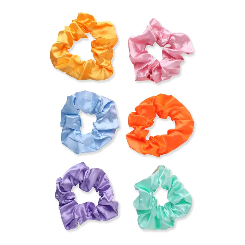6 Pcs Multicolor Satin Scrunchies Set for Women | Medium Size | Hair Ties