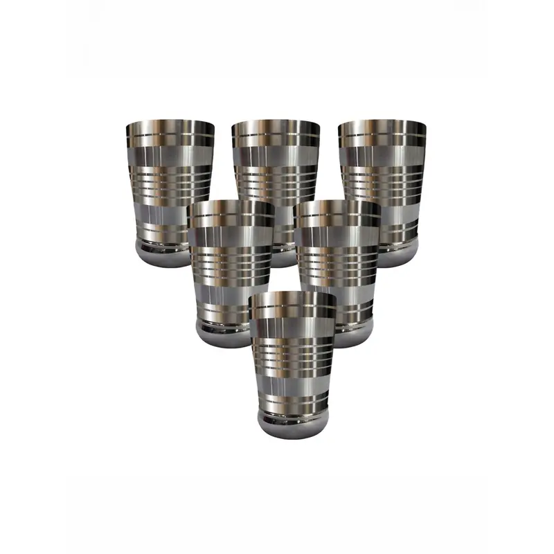 6Pc Stainless Steel Glass Set: Elegant Drinking Glasses | 300ml Each | Multipurpose