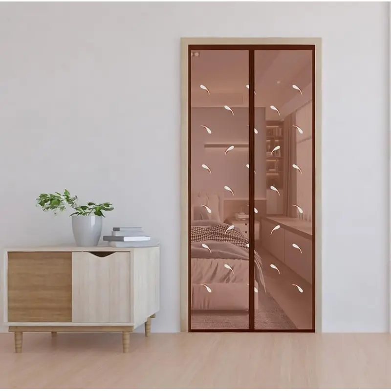 Classic Mosquito Net: Feather Brown Magnetic Curtain for Doors | 205x95cm | Easy Install | Insect Screen