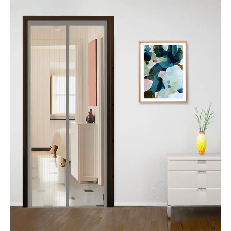 Classic Mosquito Net: Grey Polyester Magnetic Door Curtain | 190x110cm | Self-Sealing