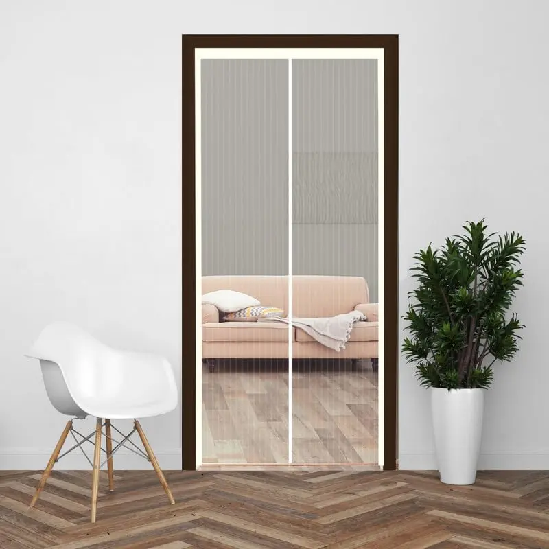 Evafly 210X100cm Ivory Polyester Magnetic Mosquito Net - Auto Closing | Ideal for Doors