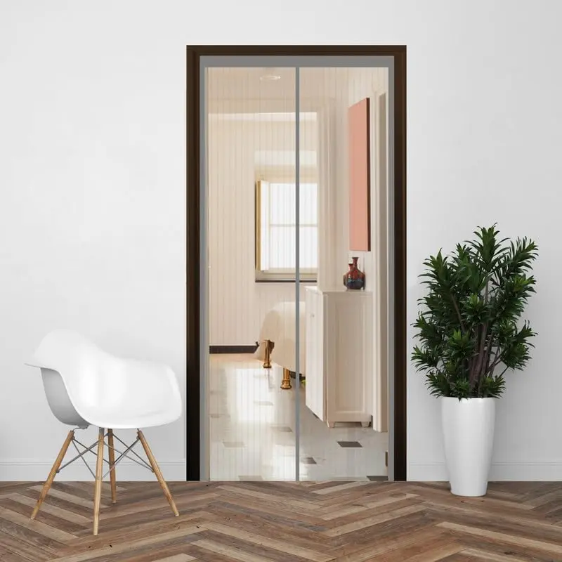 Evafly Mosquito Net for Door: Polyester Magnetic Curtain | Grey | 210x100 cm