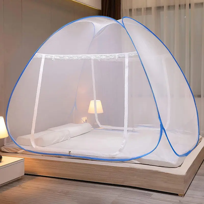 Evafly Mosquito Net for Double Bed: Heart Design | King Size | Blue