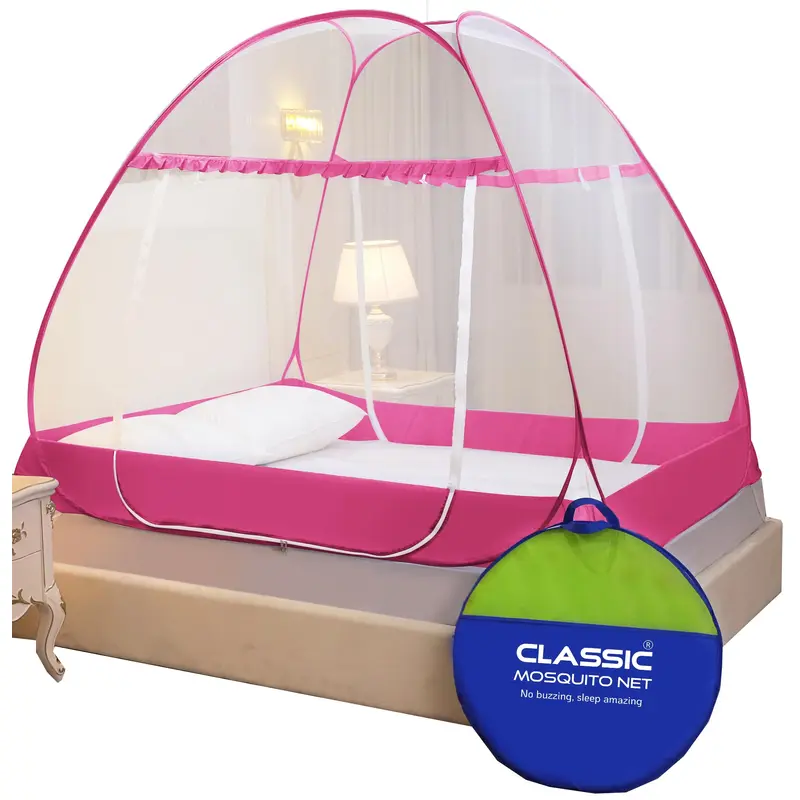 King Size Premium Foldable Mosquito Net | Extra Protection | Pink