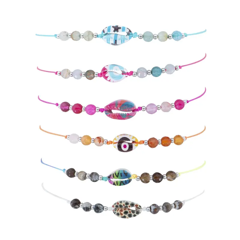 6 pcs Design-8: Woven Friendship Bracelets for Girls | Multicolor | Set for Kids