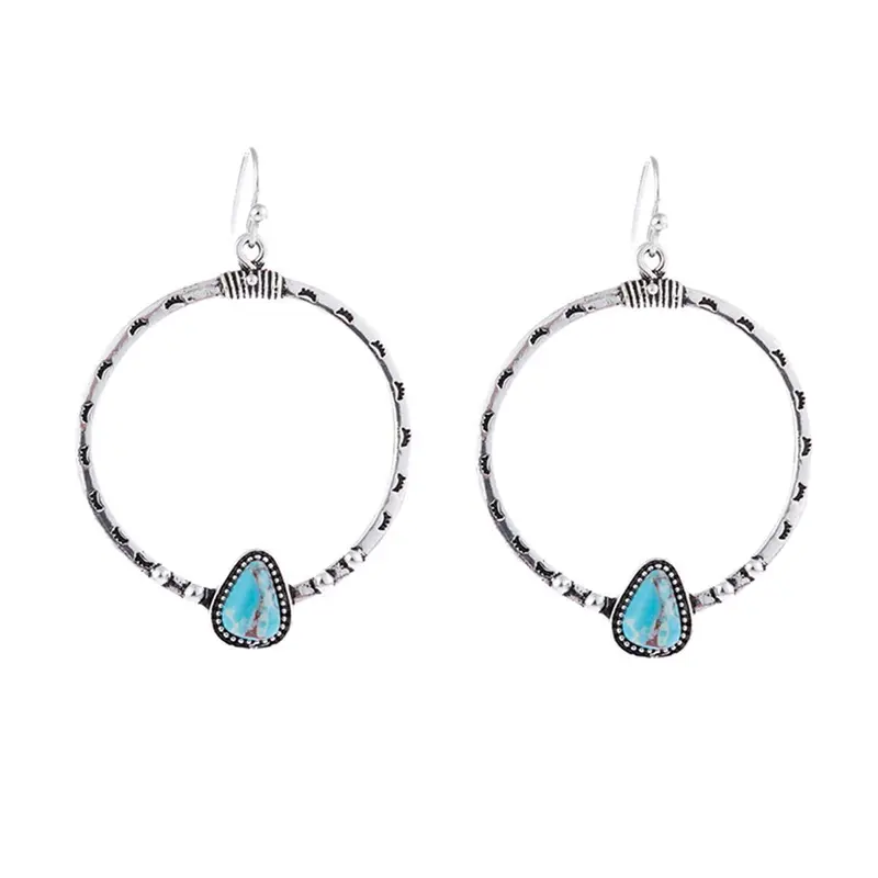 Yellow Chimes: Blue Drop Earrings for Women | 5.8*3.7 cm | Lightweight | Floral Design