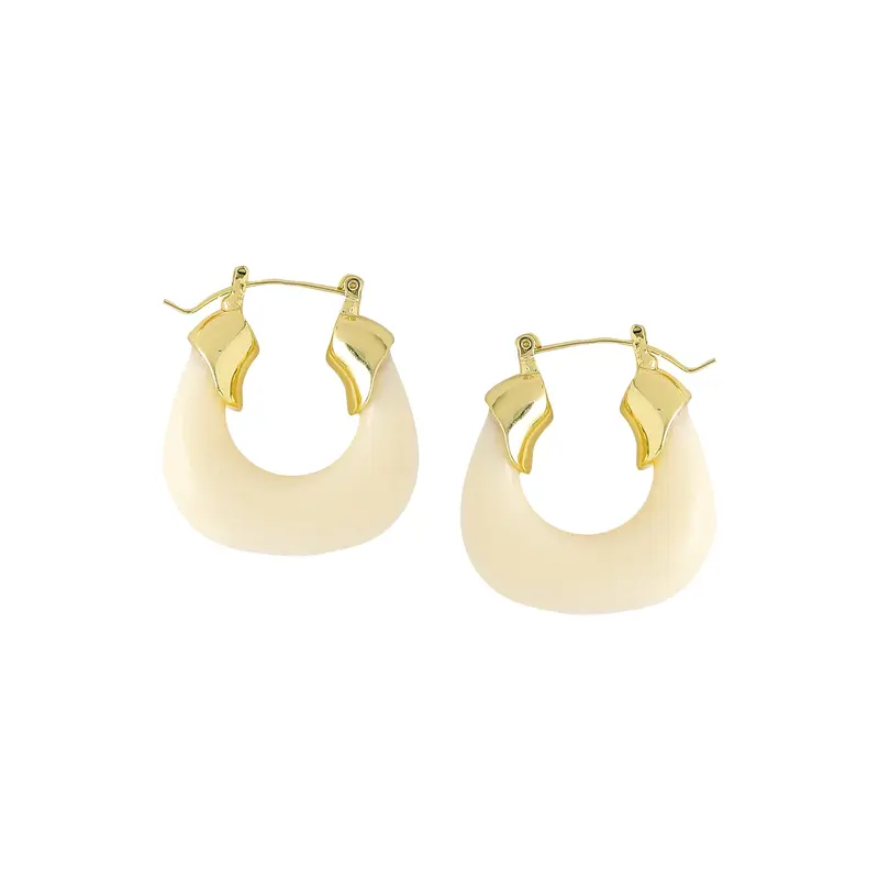 Yellow Chimes: Gold Tone Hoop Earrings | 3.4cm | Floral Design | For Women & Girls