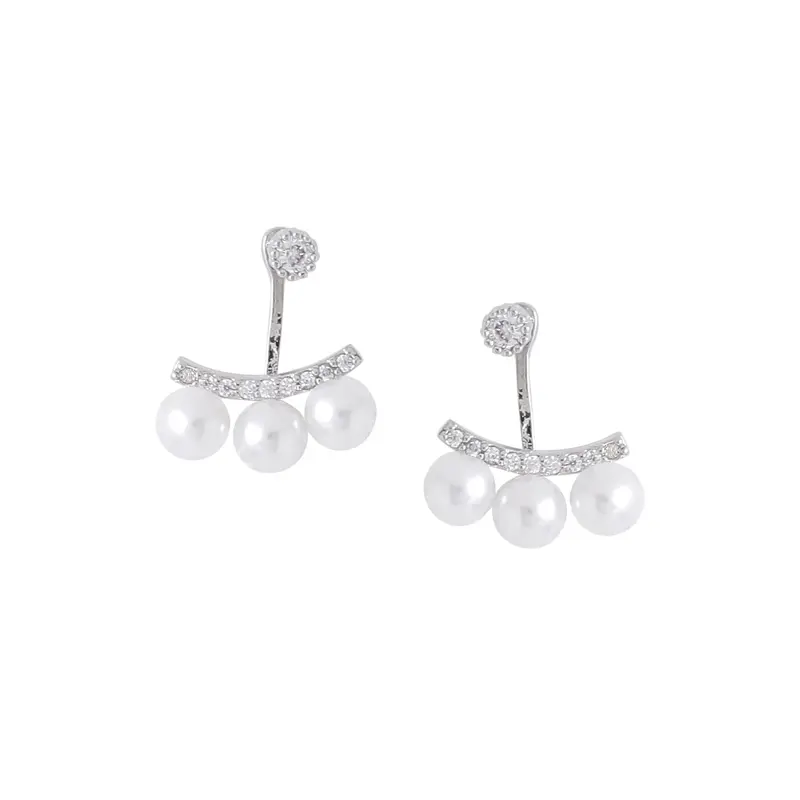 Yellow Chimes Women Silver Stud Earrings - Pearl Studded Design | 1.5cm | Perfect for Birthdays & Anniversaries