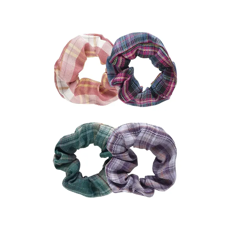 4 Pcs Satin Scrunchies: Trendy Hair Accessories for Women | Multi-Colour | Fabric