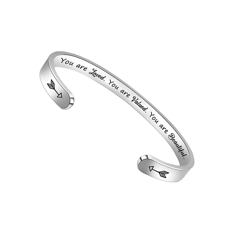 You are Loved Cuff Bracelet: Womens Silver Stainless Steel | One Size