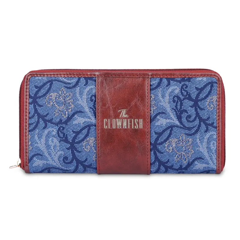 Aria Blue Floral: Womens Zip Around Wallet with Card Holders | Slim & Stylish | Casual