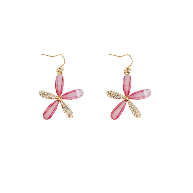 Yellow Chimes: Womens Drop Earrings - Floral Design | Purple | Alloy