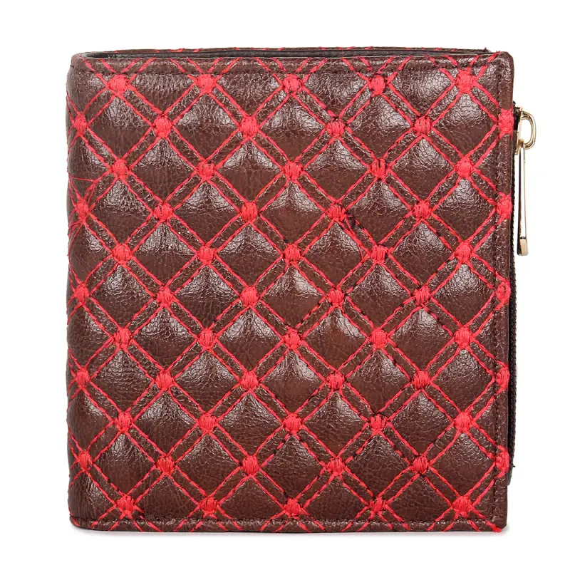 Zoya Red Wrist Wallet Clutch Purse - Stylish Embroidered Design | Vegan Leather | Compact