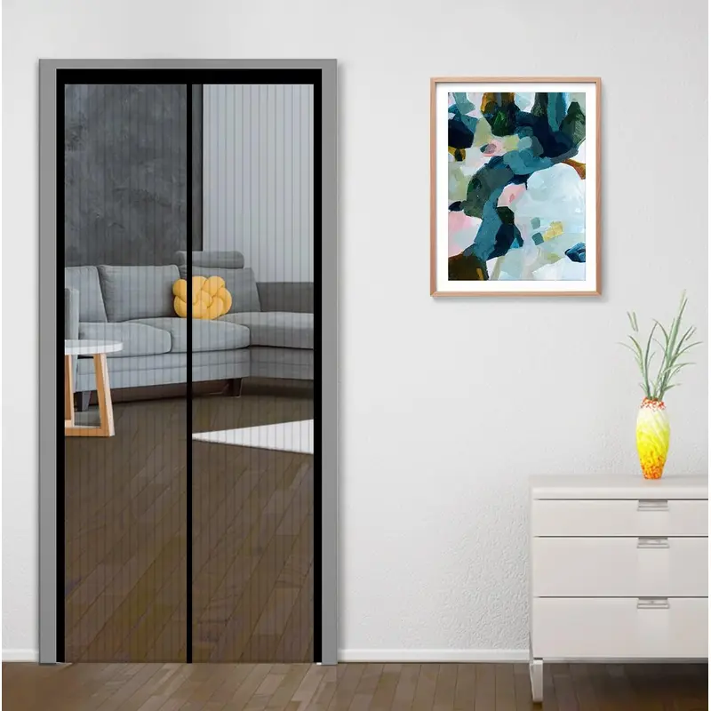 Black 200x95 cm Magnetic Door Mosquito Net - Auto Closing Insect Screen | Easy Installation