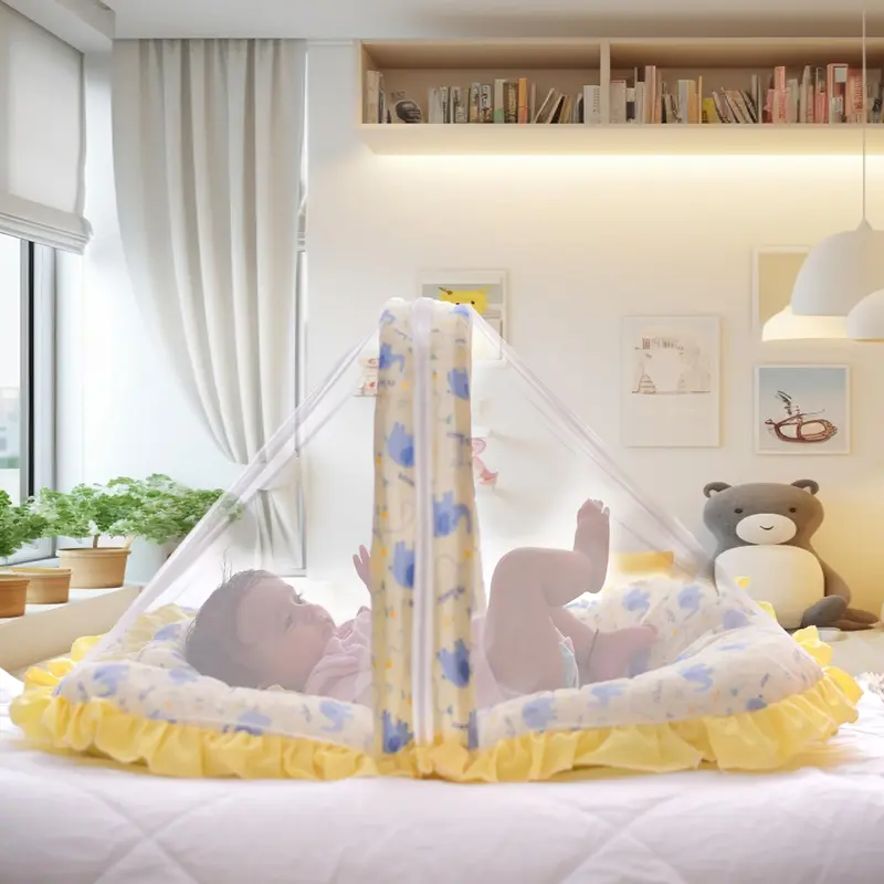 Classic Mosquito Net for Baby: Soft & Breathable Infant Bed | 72 x 48 x 15 cm | Yellow