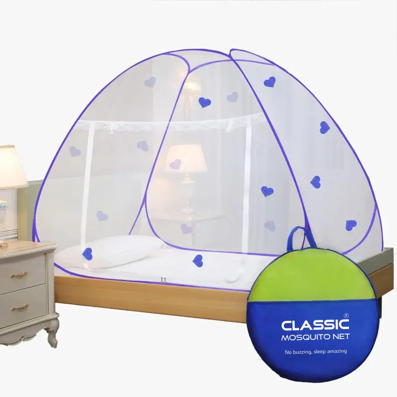 Classic Mosquito Net for Single Bed: Foldable Polyester Machardani | 200x120x130 cm | Purple+Heart