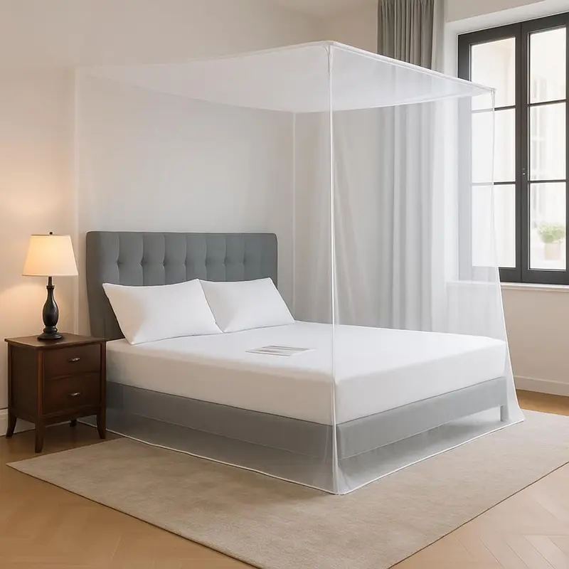 Evafly Mosquito Net for Double Bed | Foldable, Breathable Mesh | 7.5 x 7.5 ft | White