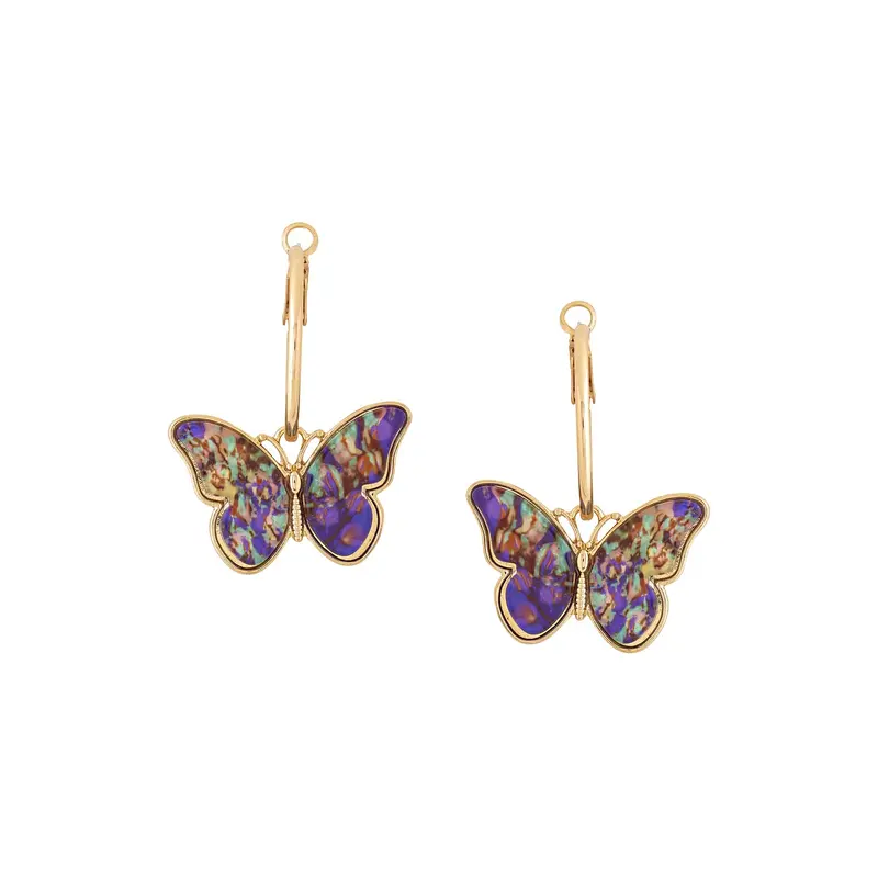 Yellow Chimes: Butterfly Drop Earrings for Women | 5CM Length | Blue