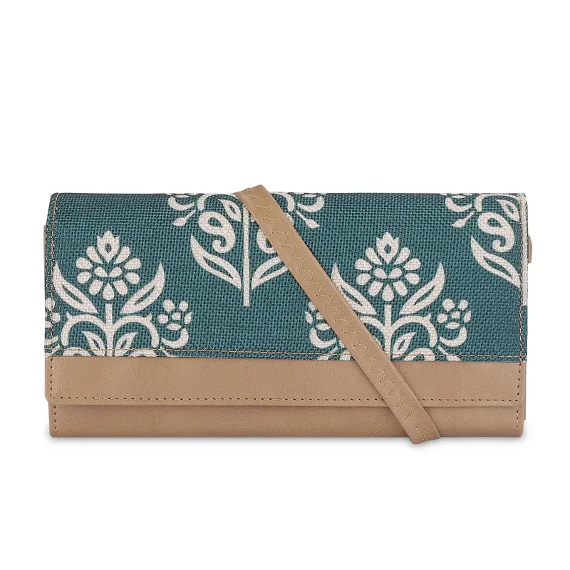 Erika Handicraft Wallet: Light Green Vegan Leather Purse with Card Slots