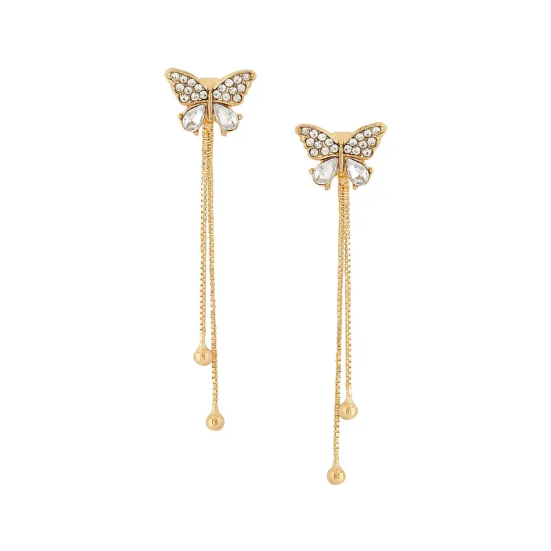 Yellow Chimes: Butterfly Dangler Earrings for Women | Gold Tone | 6CM