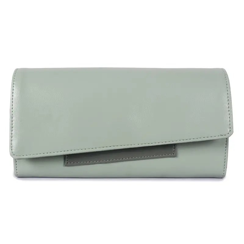 Gracy Women's Wallet: Pistachio Green Faux Leather Clutch | Slim, Spacious | Multiple Card Slots