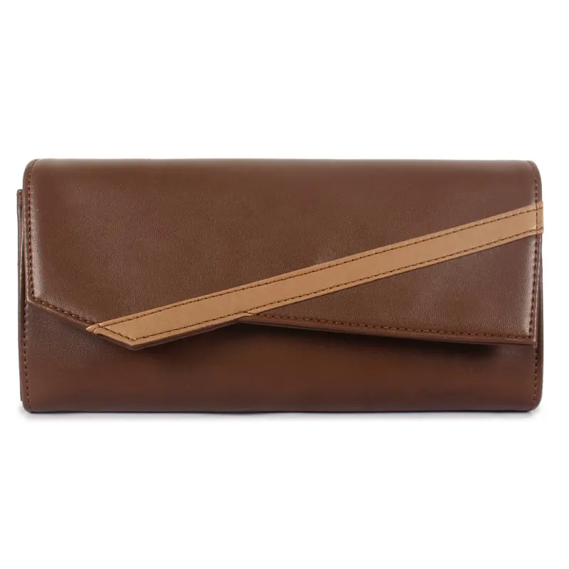 Ivana Brown: Women's Wallet Clutch & Sling Bag with Card Slots | Faux Leather