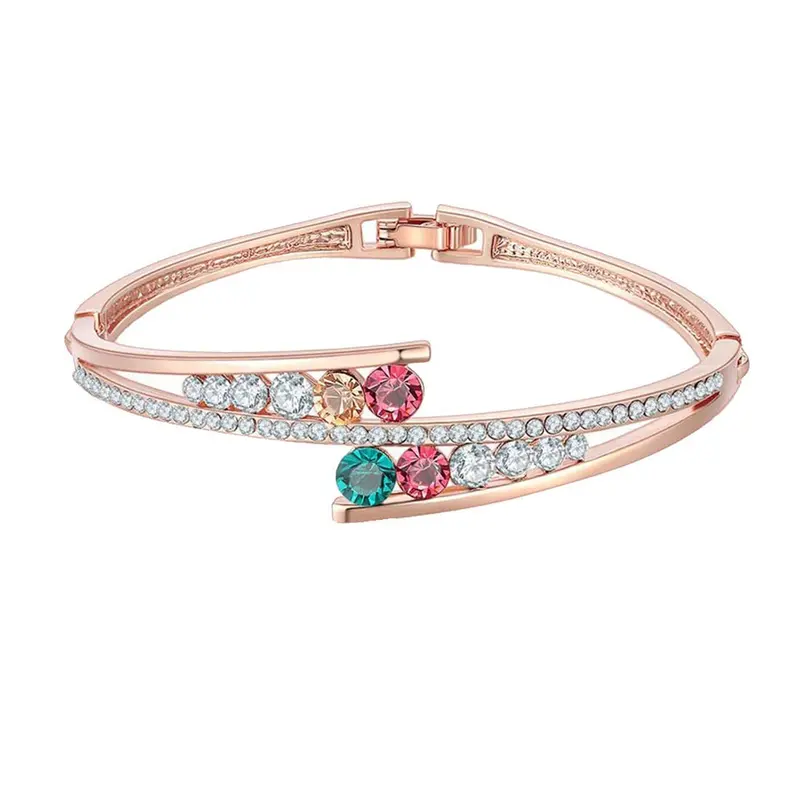 Yellow Chimes Women Rose Gold Crystal Bracelet | One Size | Multicolor