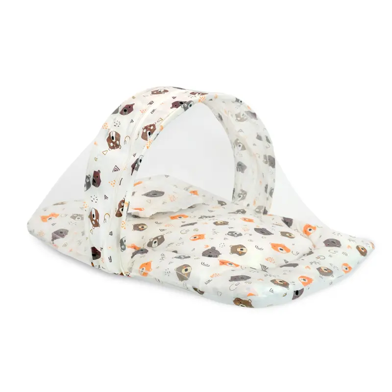 Evafly Baby Mosquito Net with Cotton Bed: Bear Print | 73x44cm | Cream