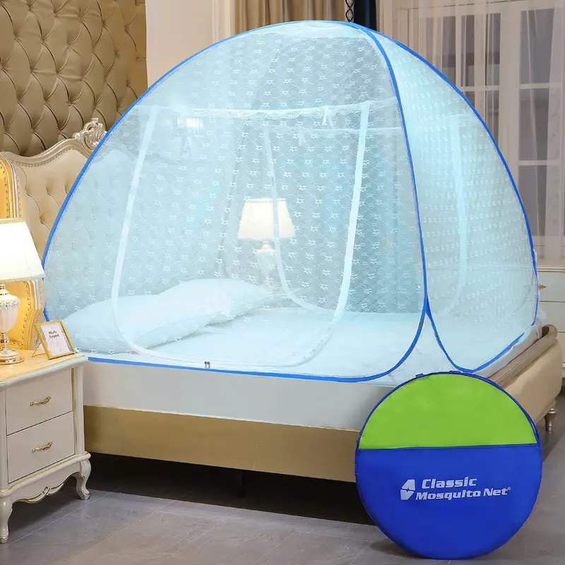 King Size Classic Mosquito Net: Foldable Machardani | Full Blue | 200cm x 200cm