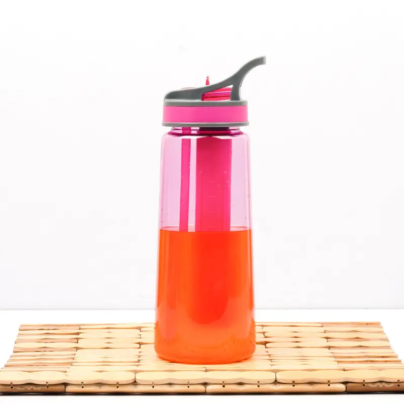 650 ML Non-Toxic Leak Proof Plastic Water Bottle | Flip-Top Spout Lid, Straw & Freeze Stick | Pink"