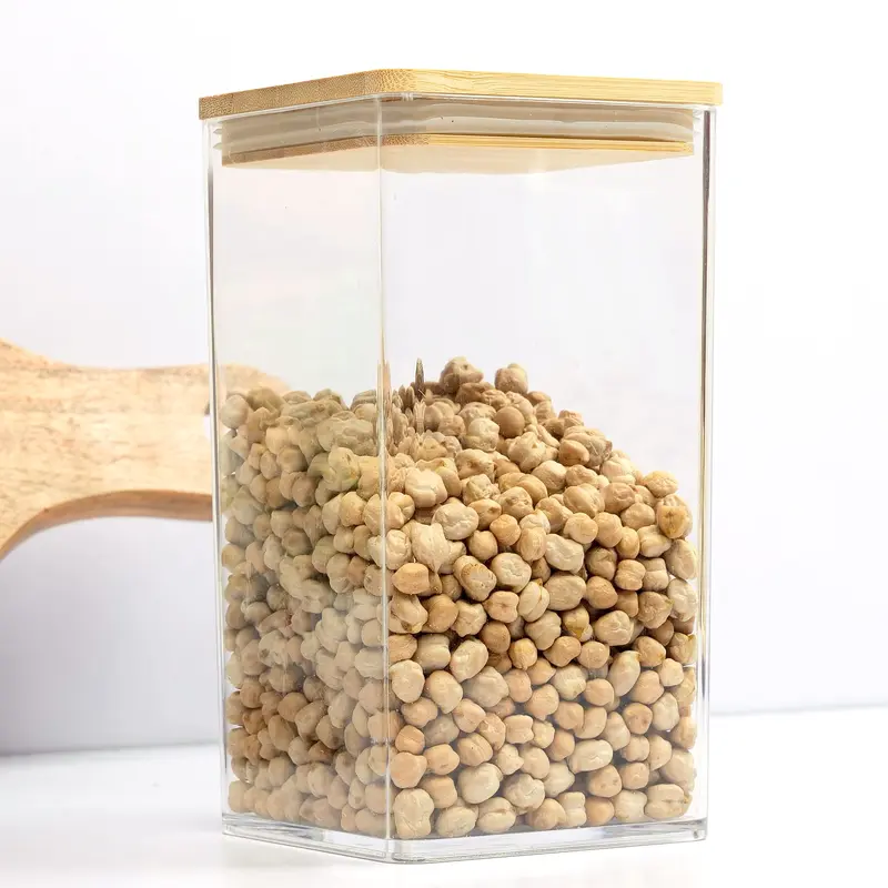 1 Litre Tall Airtight Plastic Food Storage Container - Leak-proof, BPA Free | Bamboo Lid | Clear
