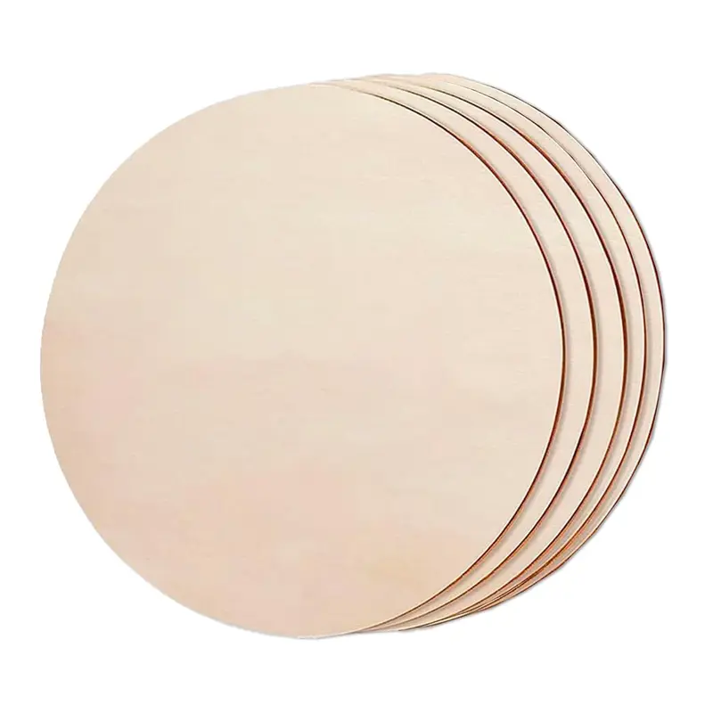 5 Pieces 8x8 Inch Round MDF Art Boards | Unfinished Pine Wood | Brown