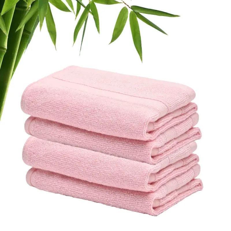 600GSM 100% Bamboo Face Towel Set | Anti Odour & Anti Bacterial Bamboo Towel |30cm X 30cm | Ultra Absorbent & Quick Drying Face Towel for Women & Men (Pack of 4, Grey + Pink)
