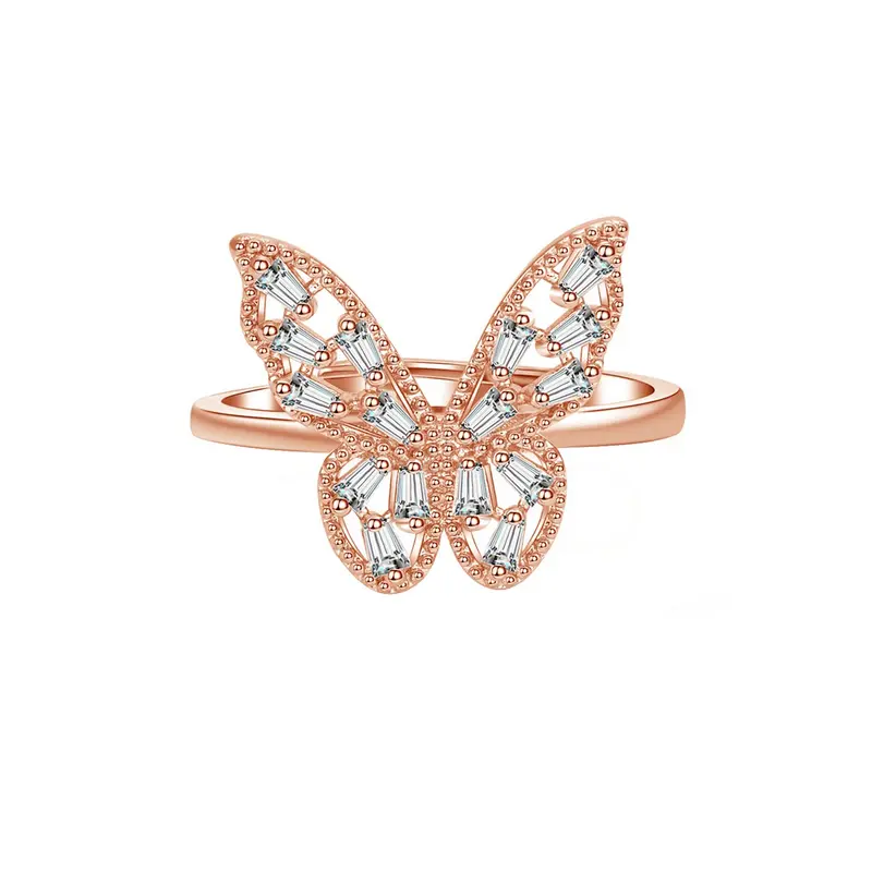 Yellow ChimesRing For Women Elegant Crystal Studded Butterfly Design Adjustable Rings for Women and Girls Valentine Gift for Girls