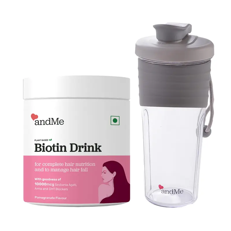 & ME andMe Biotin 150g and Shaker bottle 700 ml with silicone sleeve -Grey