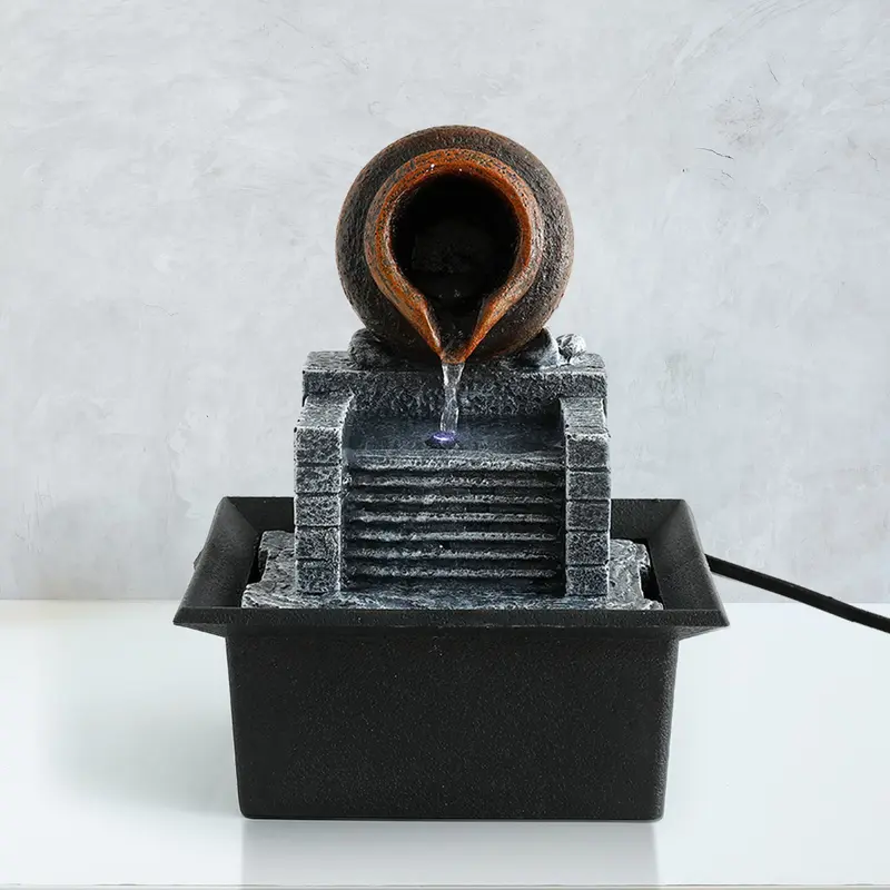 UMAI Polyresin Water Fountain for Home Decor (20cm) | Home Decor Items | Water Fountains for Living Room, Office, Reception | House Warming Gifts | Antique Home Decor | Tender Flow Fountain