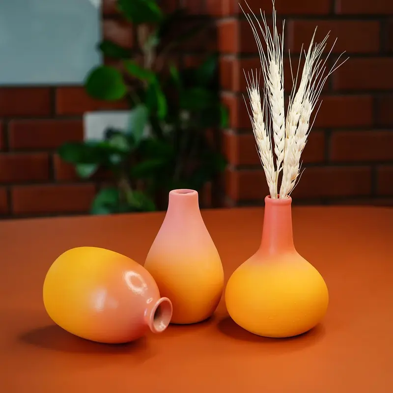 Combo: Ekhasa Pink Ceramic Bud Flower Vase Set of 3 for Home Decor | Minimalist Design