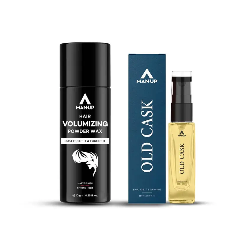 Man-Up Hair Volumizing Powder Wax For Men 10gm & Old Cask Perfume For Men-8ml |Strong Hold Styling and Precise Grooming |Eau De Perfume,Refreshing & Energising Fragrance Perfume